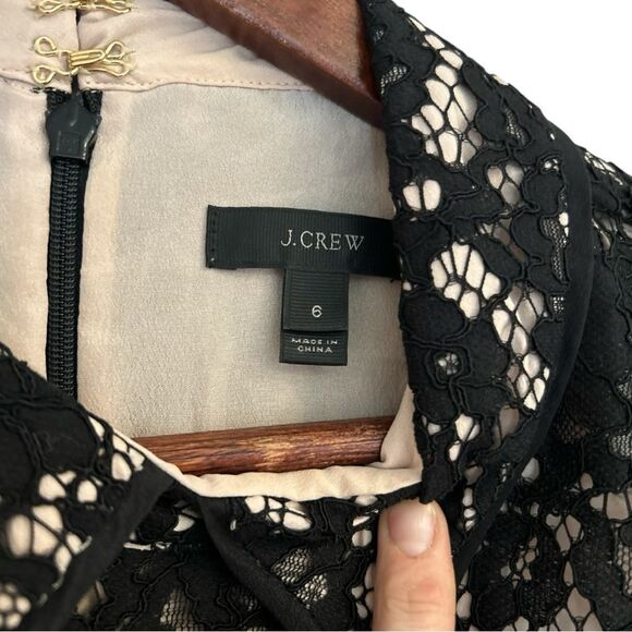 J. Crew Black and Nude Lace Overlay Midi Dress, Size 6 - Picture 6 of 14